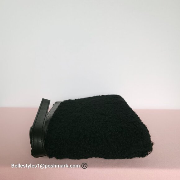 VIAVENETO Delilah Curly Lambskin Shearling Large Pouch/Wristlet- Black color - Picture 8 of 16